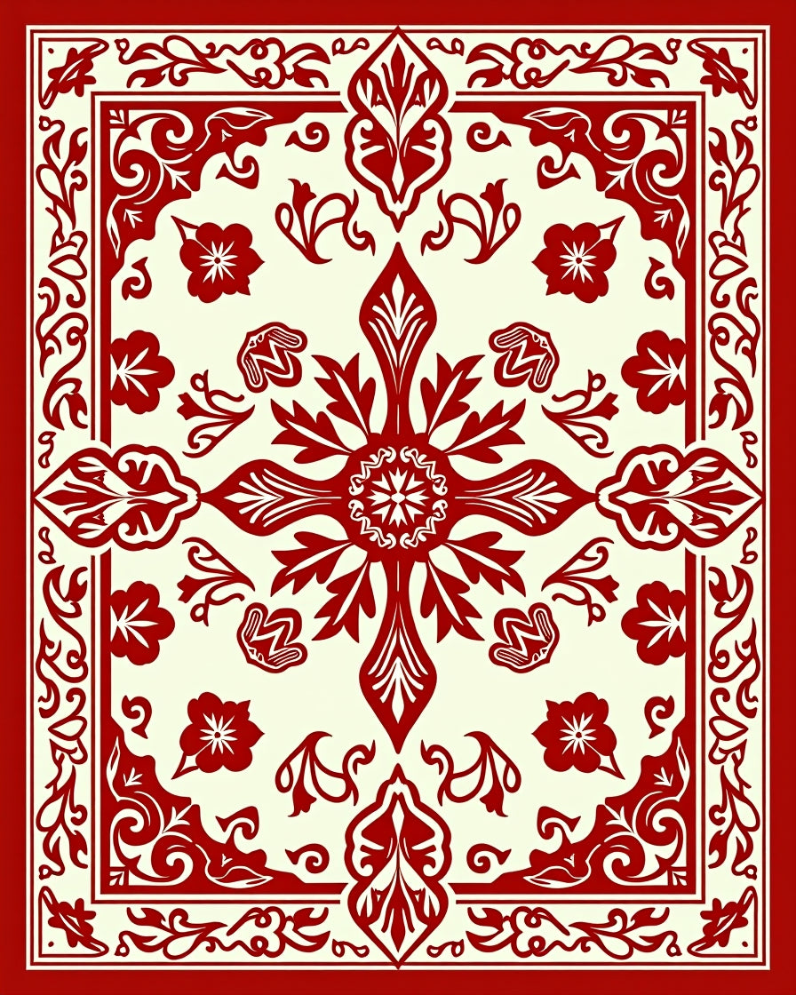 Cardinal Orchid Garden Border Rug