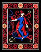 Crimson Blue Dancer With Red Accents Rug