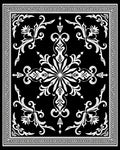 Black White Damask Scrollwork Medallion Rug