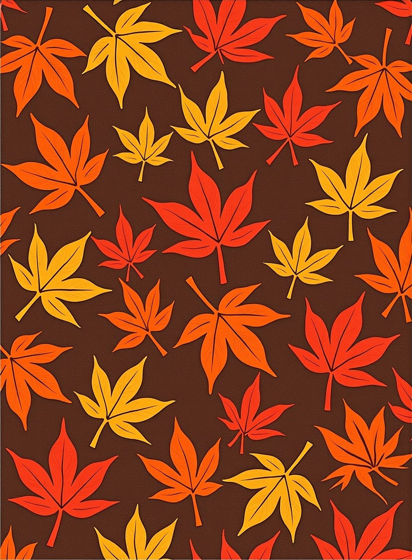 Autumn Maple Leaves Scattered Dark Brown Rug