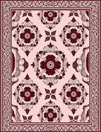 Burgundy Floral Medallion Lattice Rug