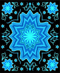 Azure Blue Starburst Floral Mandala Rug