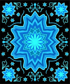 Azure Blue Starburst Floral Mandala Rug