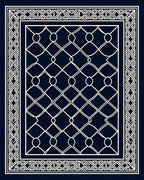 Navy White Interlocking Chain Link Rug