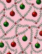 Green Red Holiday Ornaments Garland Rug