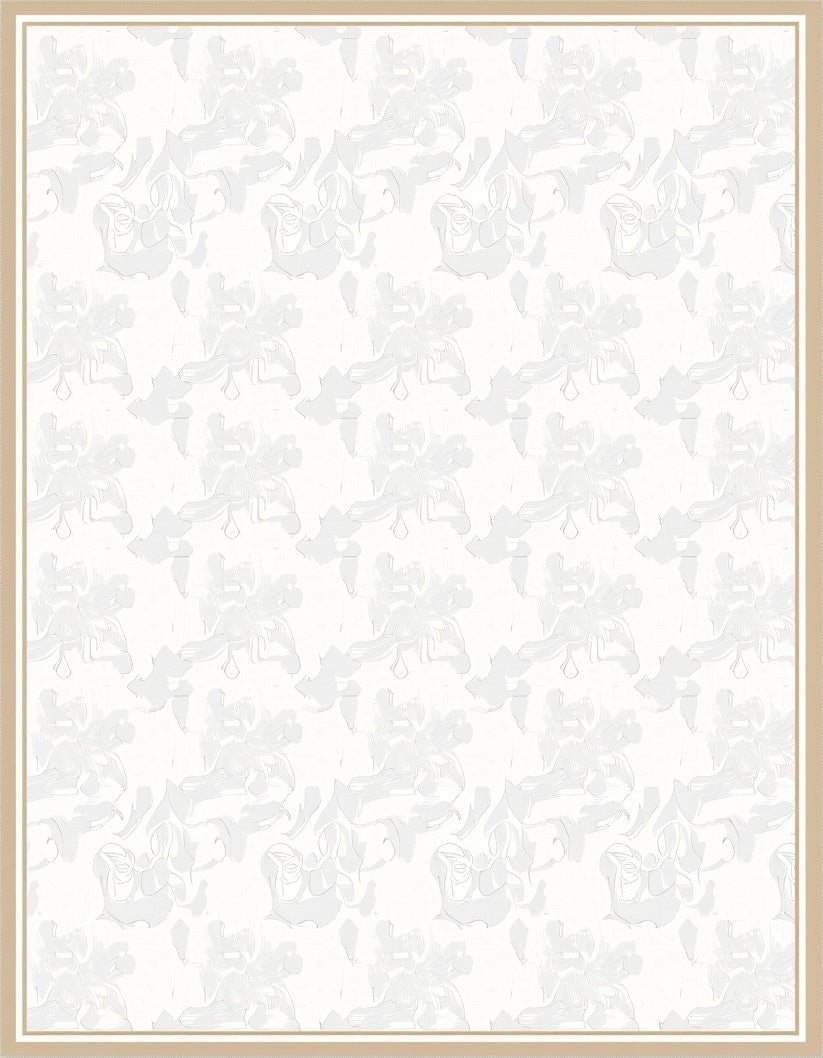 Soft Ivory Abstract Floral Swirl Rug