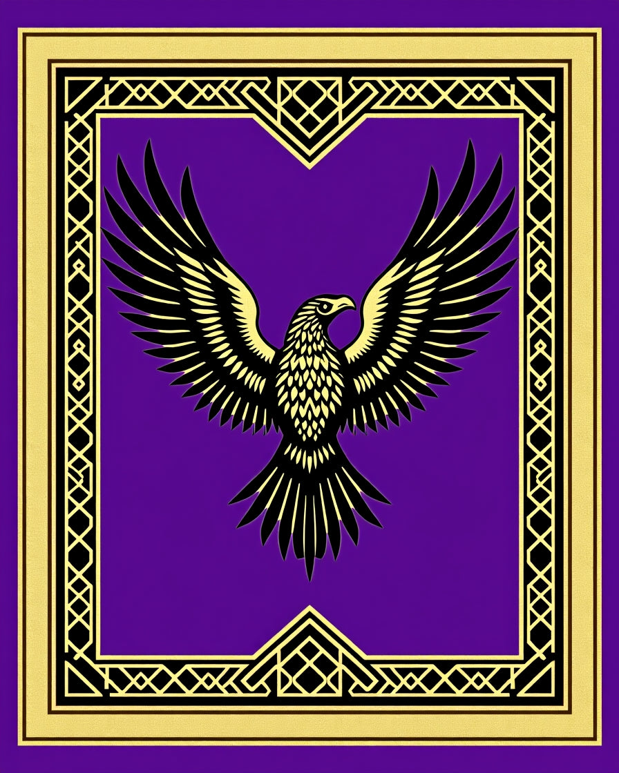 Majestic Black Golden Eagle Purple Rug