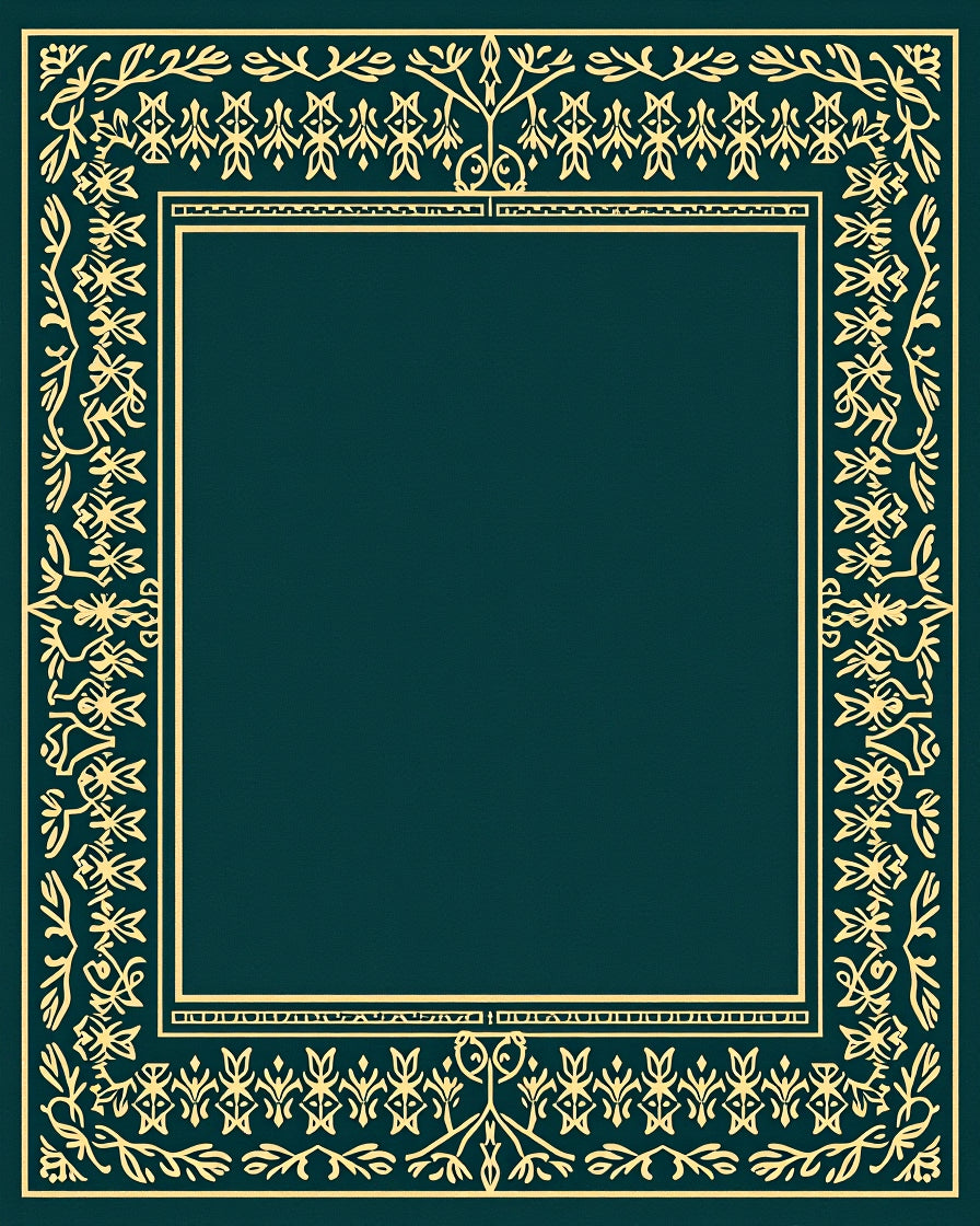 Golden Teal Floral Bordered Rug