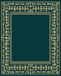 Golden Teal Floral Bordered Rug