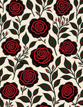 Vintage Red Black Floral Vine Rug