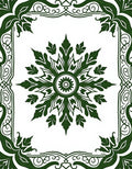 Deep Green Floral Medallion Frame Rug