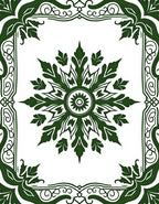 Deep Green Floral Medallion Frame Rug