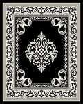 Ornate Ivory Filigree On Black Rug