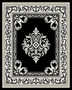 Ornate Ivory Filigree On Black Rug
