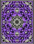 Purple Black White Floral Medallion Rug
