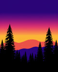 Gradient Sunset Forest Silhouette Rug