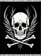 Monochromatic Skull Crossbones Winged Rug