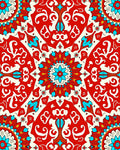 Vibrant Red Medallion Floral Scroll Rug