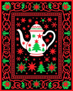 Retro Teapot Star Christmas Accent Rug