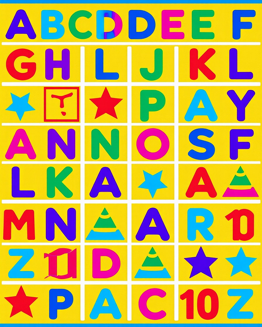 Colorful Alphabet And Shapes Collection Rug