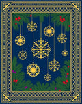 Festive Golden Snowflake Navy Christmas Rug
