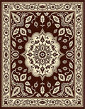 Ornate Brown Floral Medallion Arrangement Rug