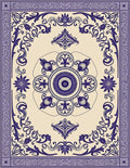 Deep Indigo Floral Medallion Border Rug