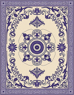 Deep Indigo Floral Medallion Border Rug