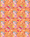 Whimsical Pink Jar Cartoon Characters Orange Rug