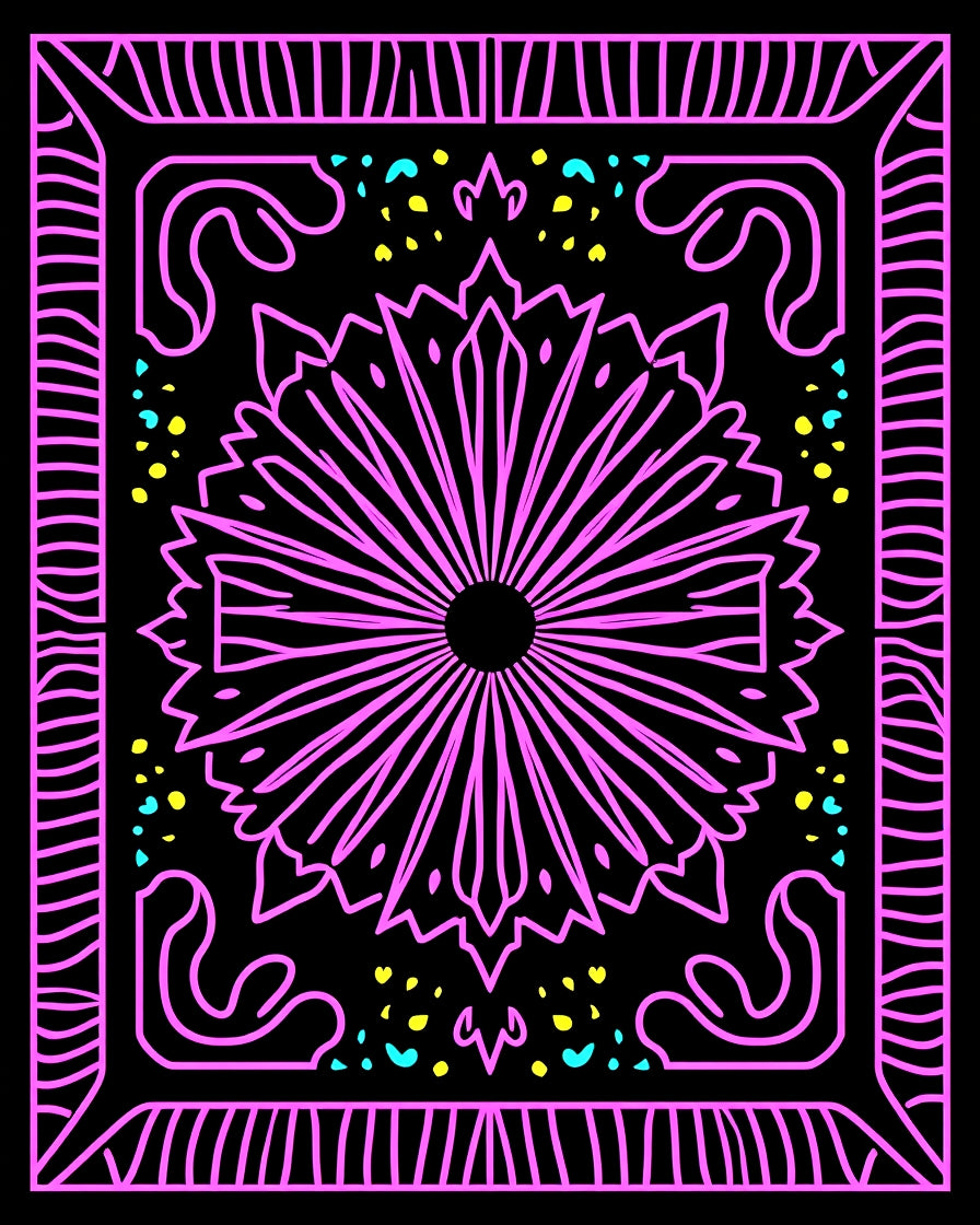 Pink Radial Starburst Neon Rug