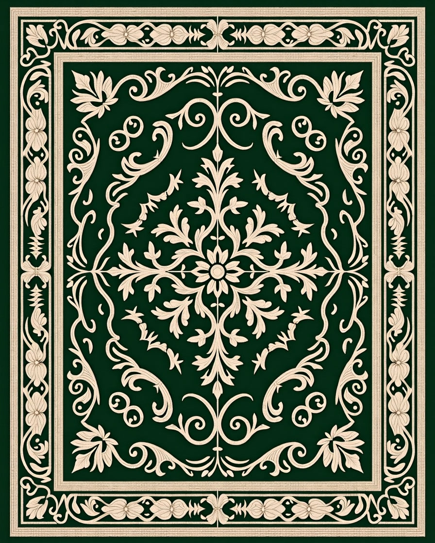 Classic Emerald Floral Archway Rug