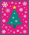 Pink Teal Christmas Tree Snowflakes Rug
