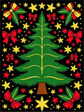 Festive Christmas Tree Red Bow Star Rug