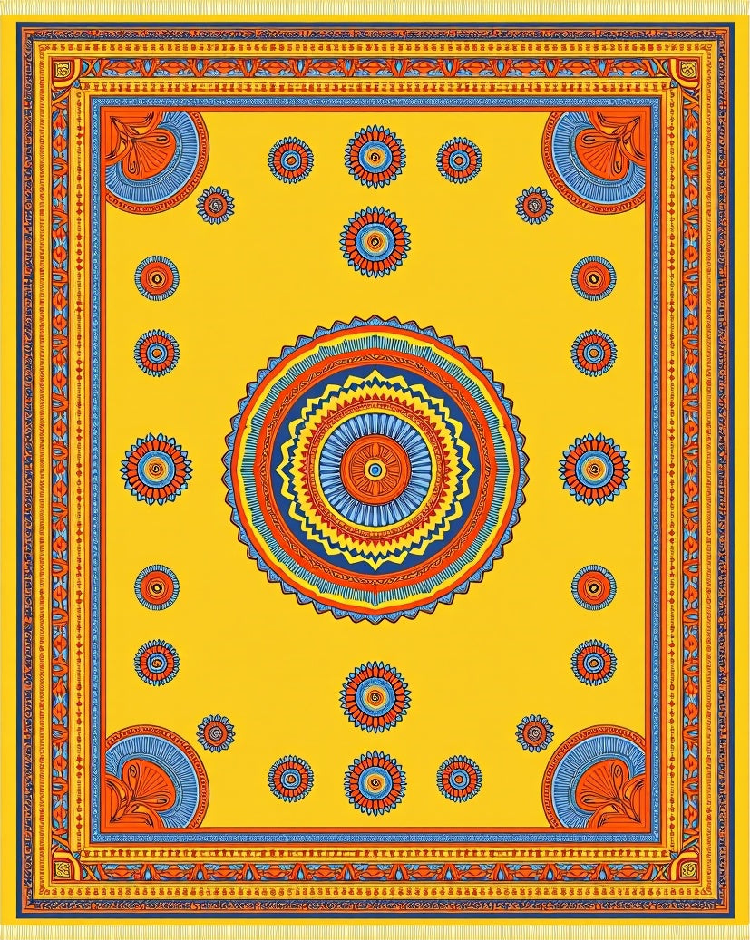 Sunny Yellow Mandala Floral Rug
