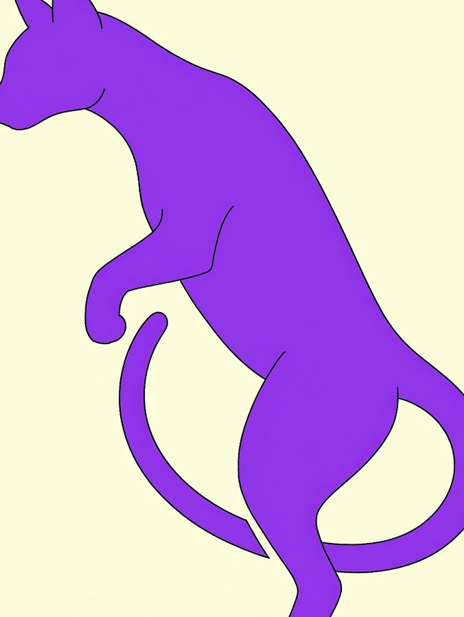 Purple Feline Silhouette Abstract Rug