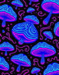 Psychedelic Neon Mushroom Swirl Rug