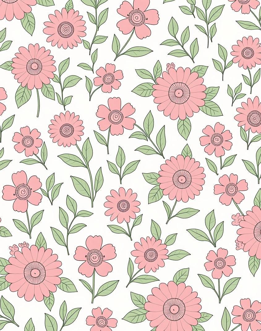 Whimsical Pink Floral Spring Garden Rug