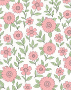 Whimsical Pink Floral Spring Garden Rug