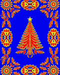 Vibrant Red Christmas Tree Border Rug