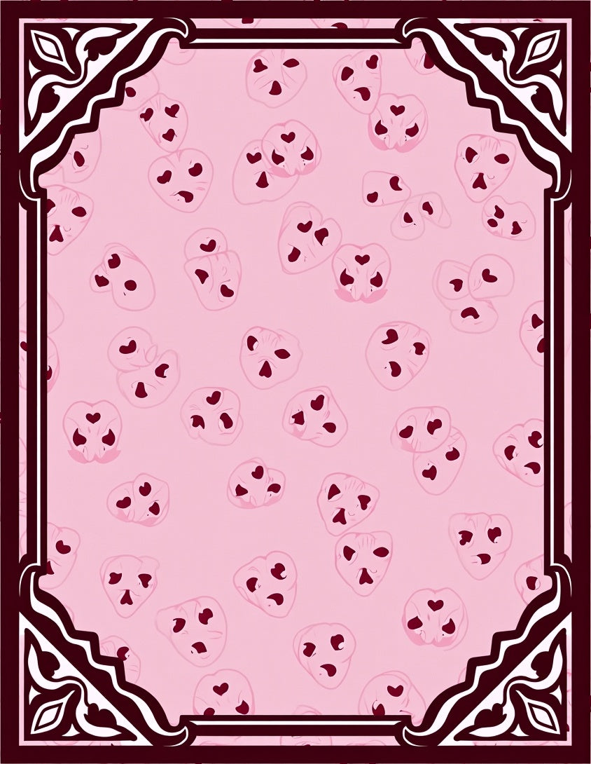 Pink Heart Faces Frame Rug