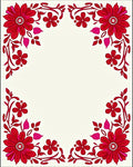 Crimson floral border red vines Rug