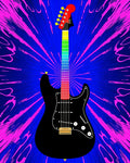 Vibrant Black Rainbow Guitar Burst Rug