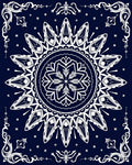 Navy White Ornamental Mandala Rug