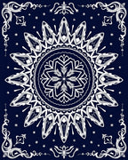 Navy White Ornamental Mandala Rug