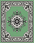 Sage Green Floral Medallion Border Rug