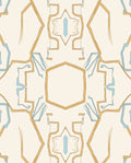 Organic Golden Blue Geometric Mosaic Rug