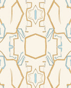 Organic Golden Blue Geometric Mosaic Rug