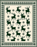 Forest Green Deer Snowflake Accent Rug