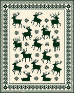 Forest Green Deer Snowflake Accent Rug