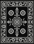 Black White Floral Medallion Frame Rug